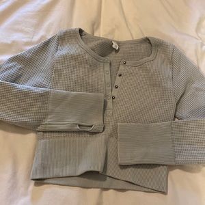 Aerie Offline Waffle Knit Crop Henley size S